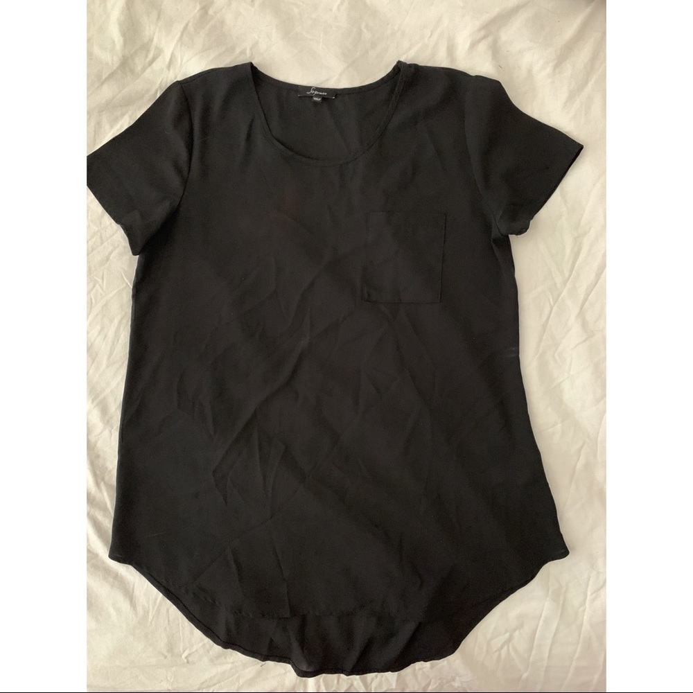 Dressy long black pocket tee